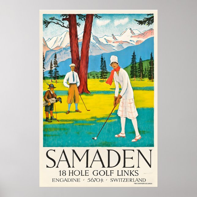 Samedan Switzerland Engadine Golf Club Vintage Poster (Vorne)