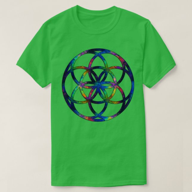 Samen des Lebens - Heilige Geometrie-Fraktal T-Shirt (Design vorne)