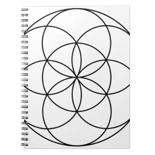 Samen des Lebens Heilige Geometrie, schwarz und we Notizblock