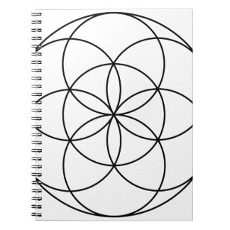 Samen des Lebens Heilige Geometrie, schwarz und we Notizblock