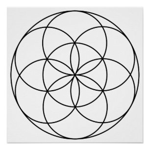 Samen des Lebens Heilige Geometrie schwarz & weiß Poster