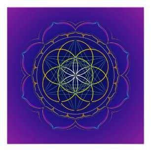 Samen des Lebens & Metatron's cube mandala Poster