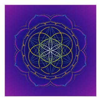 Samen des Lebens & Metatron's cube mandala Poster