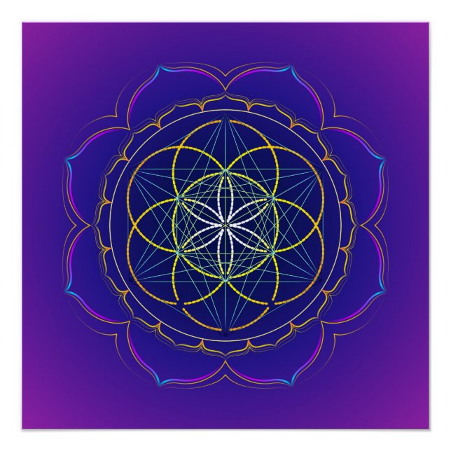 Samen des Lebens & Metatron's cube mandala Poster (Vorderseite)