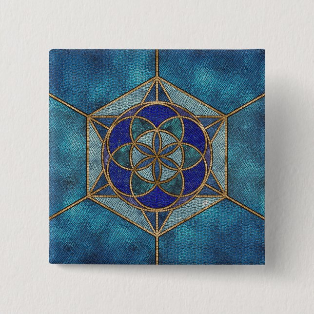 Samen des Lebens Mosaik Ornament Button (Vorderseite)