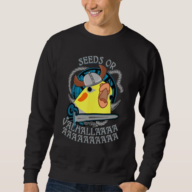 Samen oder Valhalla Birb Meme Viking Cockatiel Par Sweatshirt (Vorderseite)