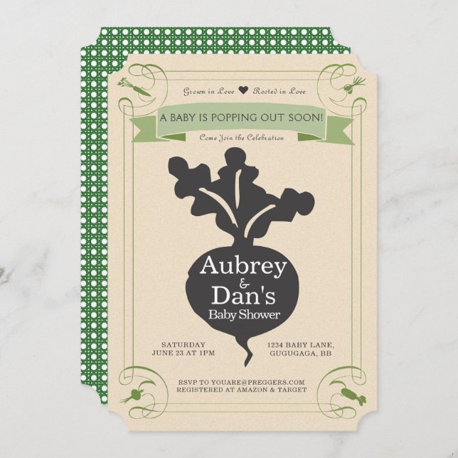 Samen-Paket-Babyparty-Einladung Einladung (Vorne/Hinten)