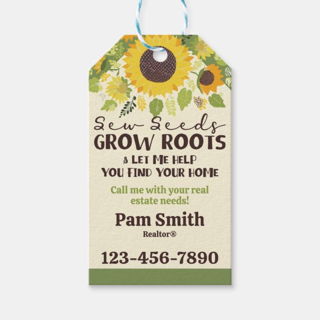 Samen, Pflanze, Gartenarbeit, Wurzeln, Realtor Pop Geschenkanhänger (Vorderseite)