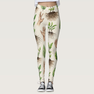 Samen starke Wurzeln Hand Nahtloses Muster Leggings