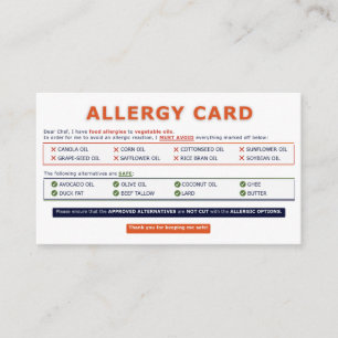 Samenöl-Allergie-Karte Visitenkarte