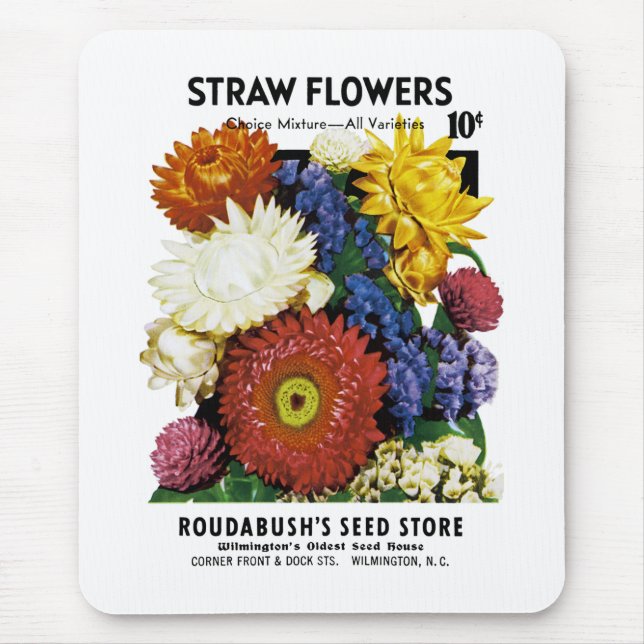 Samenpackungsetikett für Strohblumen Mousepad (Vorne)