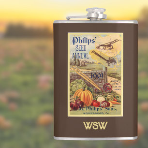 Samenpaket-Katalog Braun Vintage-Landwirtschaft Mo Flachmann