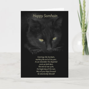 Samhain Black Cat Segings Happy Samhain Celtic Karte
