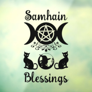 Samhain Blessings Celtic Wiccan Halloween Fensteraufkleber