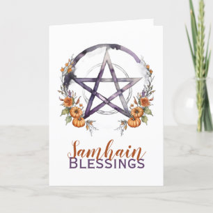 Samhain Blessings Pumpkins & Pentagramm Halloween Feiertagskarte