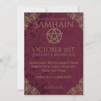 Samhain Celebration Burgundy Velvet und Pentagram