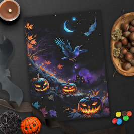 Samhain Crow & Pumpkins Halloween-Nacht Karte