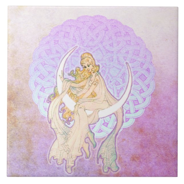 Samhain Greetings Lunar Goddess Keramik Tile Fliese (Vorderseite)