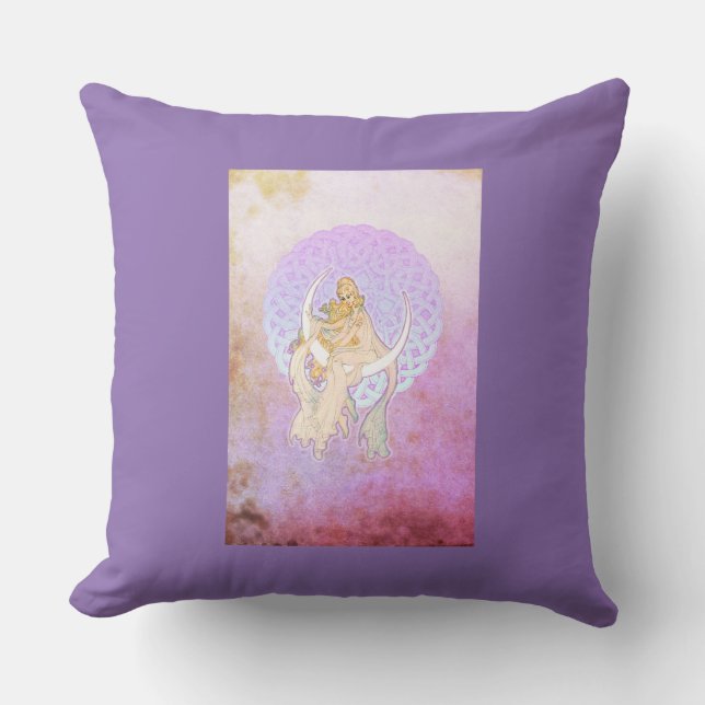Samhain Greetings Lunar Goddess Throw Pillow Kissen (Vorderseite)