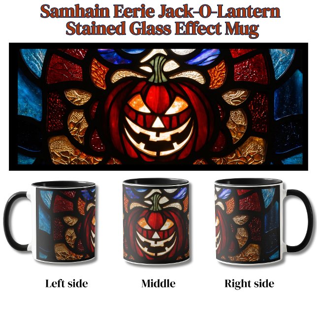 Samhain Gruseliger Jack-O-Lantern-Buntglas-Effekt Tasse (Eerie Gothic Halloween Pumpkin Mug)