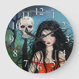 Samhain Halloween Fantasy Gothic Art Clock Große Wanduhr