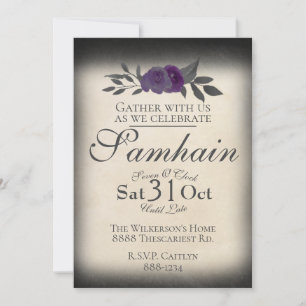 Samhain Halloween-Rose mit Shadow on Parchment Einladung