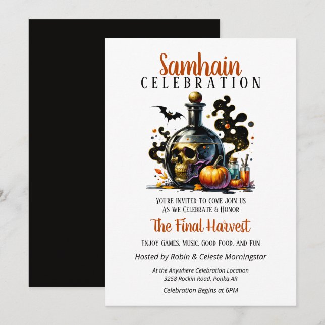 Samhain Harvest Hexches Brew Halloween-Party Einladung (Vorne/Hinten)