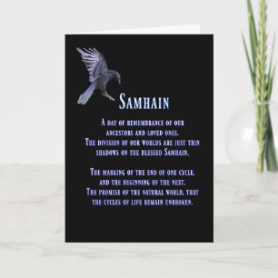 Samhain mit Rabe oder Krähe Gesegnetes Samhain Karte