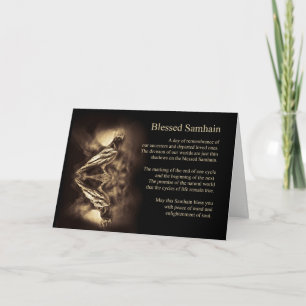 Samhain mit Raven Crow und Moon Mystical Feiertagskarte