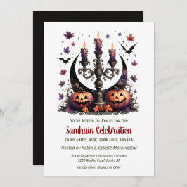 Samhain Moon Bats & Pumpkins Fall Halloween-Party Einladung