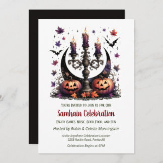 Samhain Moon Bats & Pumpkins Fall Halloween-Party Einladung