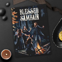 Samhain Night Fall Forest Pagan Bonfire Halloween Karte