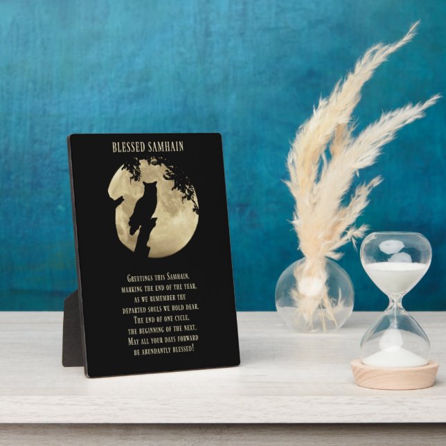 Samhain Owl and Moon Holiday Dekoration Fotoplatte (Seite)