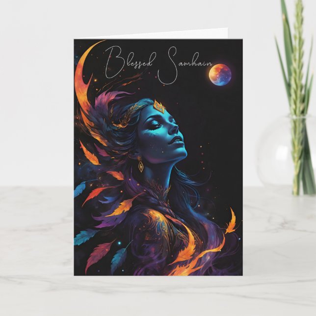Samhain Pagan Hexe Seligen Halloween Herbstnacht Karte (Vorderseite)