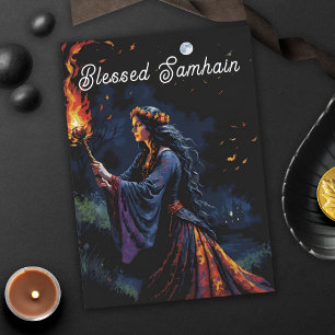 Samhain Pagan Hexe Seligen Halloween Herbstnacht Karte