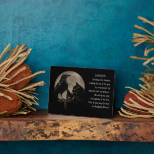 Samhain Pagan Holiday Black Cats and Ravens Poem Fotoplatte