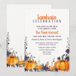 Samhain Party Fall Floral Pumpkins & Candles Einladung