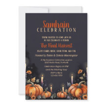 Samhain-Party Herbst Kürbisse & Kerzen Einladung