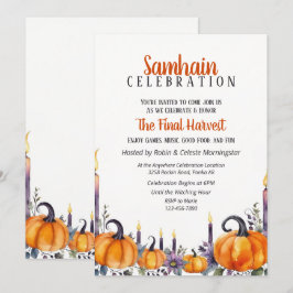Samhain-Party Herbst-Kürbisse und Kerzen Einladung