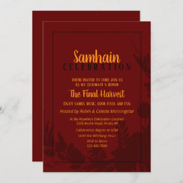 Samhain Party Red Floral Halloween Einladung