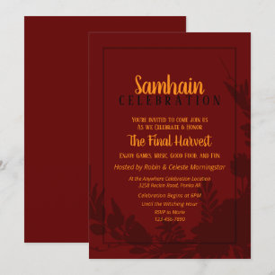 Samhain Party Red Floral Halloween Einladung