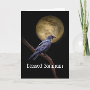 Samhain Raven Crow und Moon Gedicht Karte