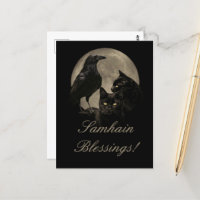 Samhain Raven und Black Cat Pagan