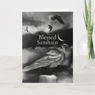 Samhain Ravens und Crescent Moon Karte