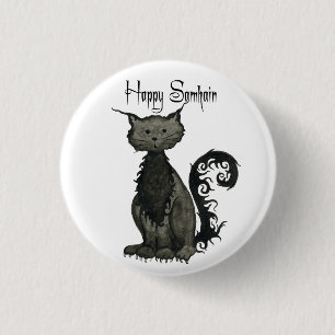 Samhain schwarze Katzen-Knopf Button