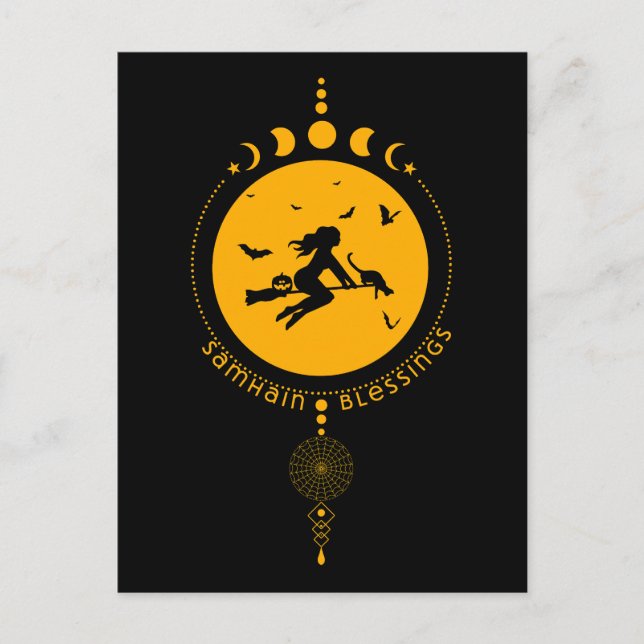 Samhain Segen, Hexe Postkarte (Vorderseite)