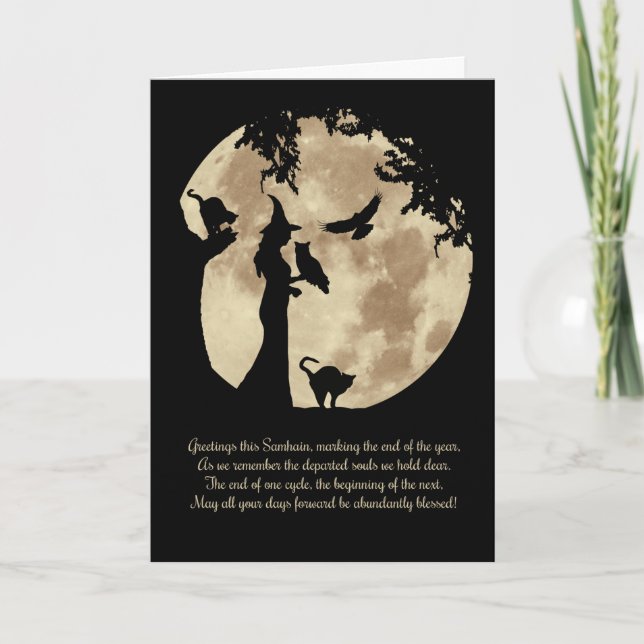 Samhain Segen mit Hexen und Tieren Karte (Vorderseite)