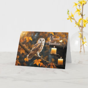 Samhain Segen mit Hübschem mystischem Bild von Owl Karte