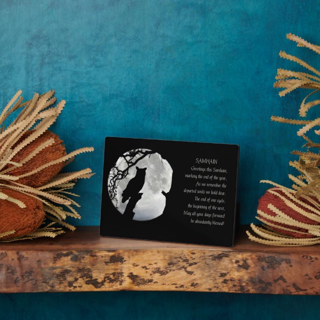 Samhain Segen mit Owl Pagan Fotoplatte (Seite)
