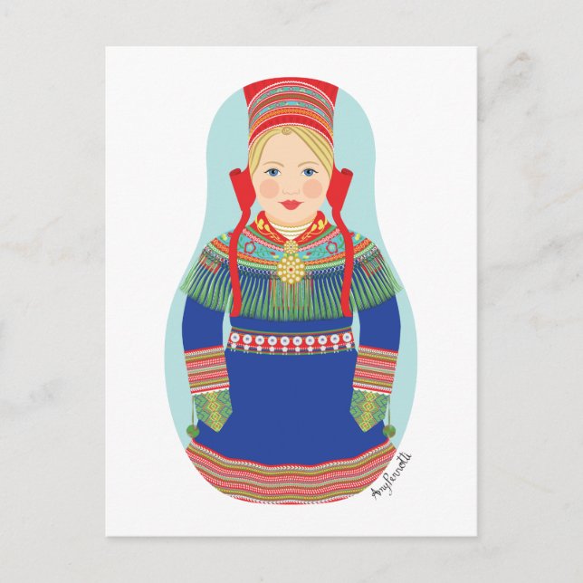 Sami (blondes Haar) Matryoshka Postcard Postkarte (Vorderseite)